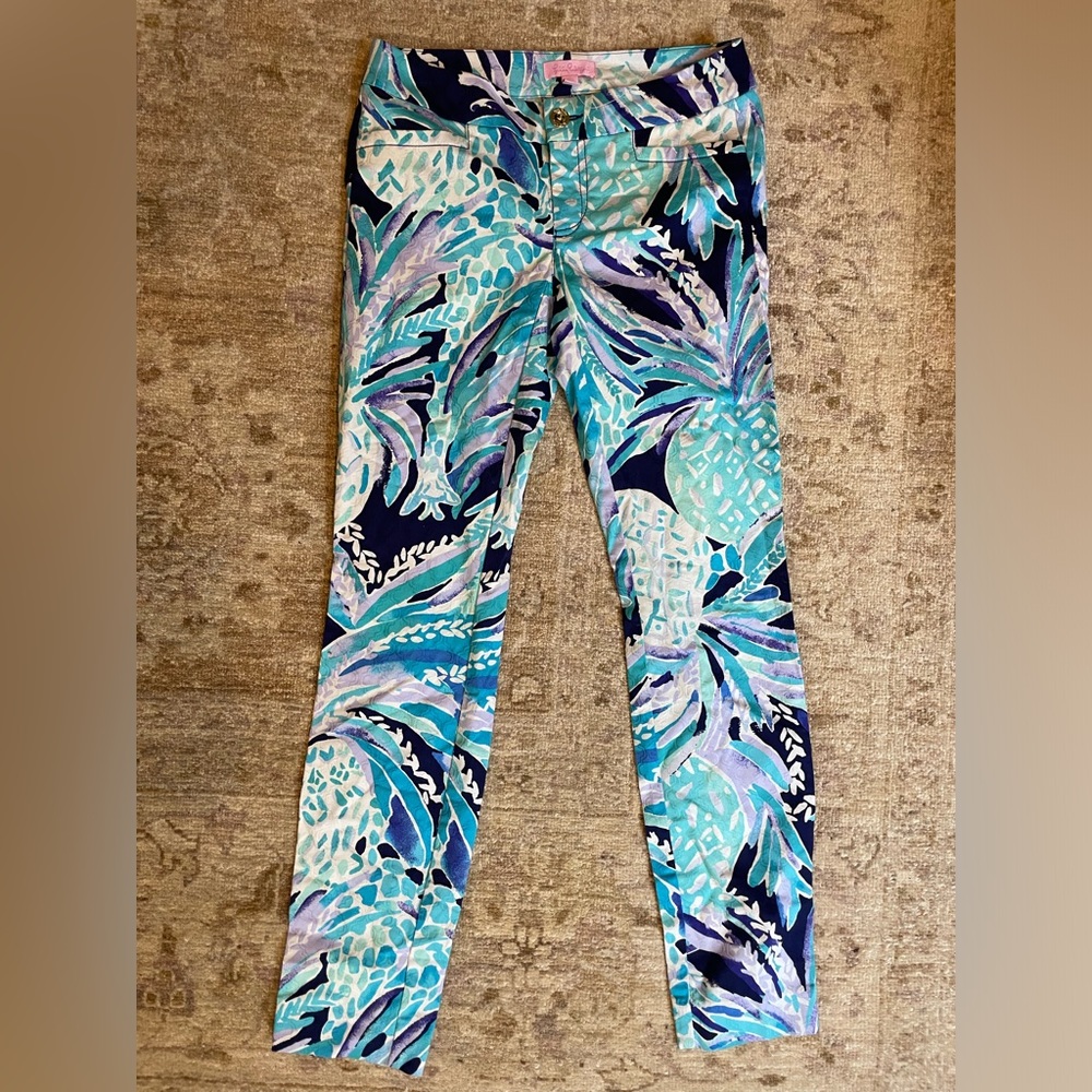Lilly Pulitzer Kelly Pant Pineapple Print Knit Skinny Ankle NWOT